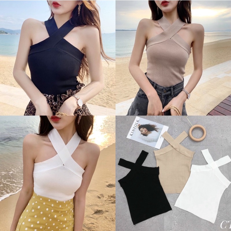 ÁO HAI DÂY CỔ CHÉO MẶC HAI KIỂU MC5