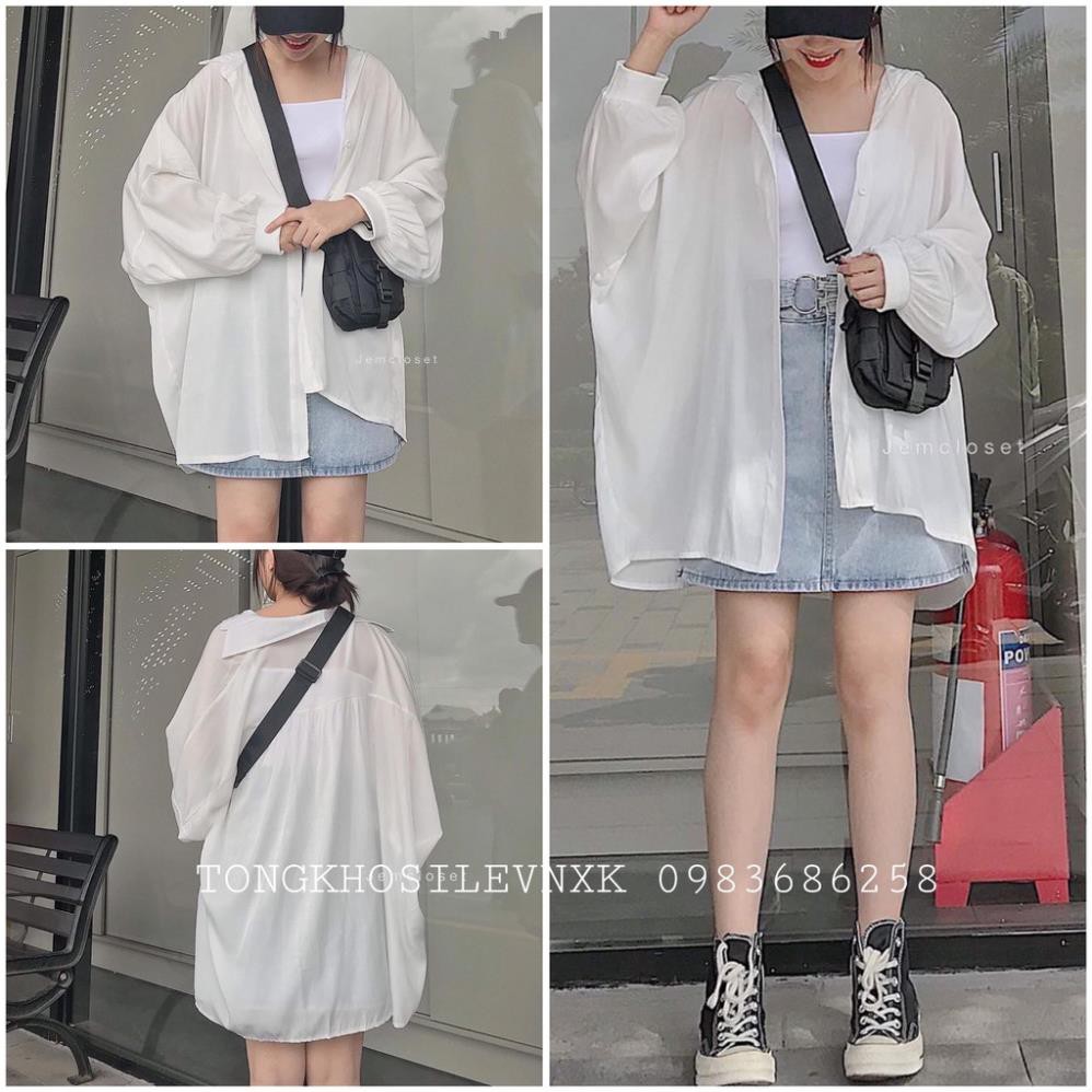 ÁO SƠ MI TRẮNG TAY BỒNG FORM THỤNG OVERSIZE - ÁO KHOÁC SOMI DÀI TAY NỮ TRẮNG ĐI HỌC UNISEX  ྇