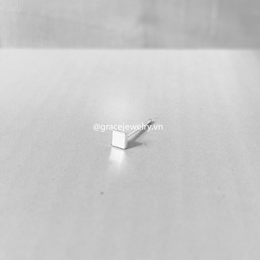 Khuyên tai bạc Grace - Vuông nụ- Square Stud (chiếc)