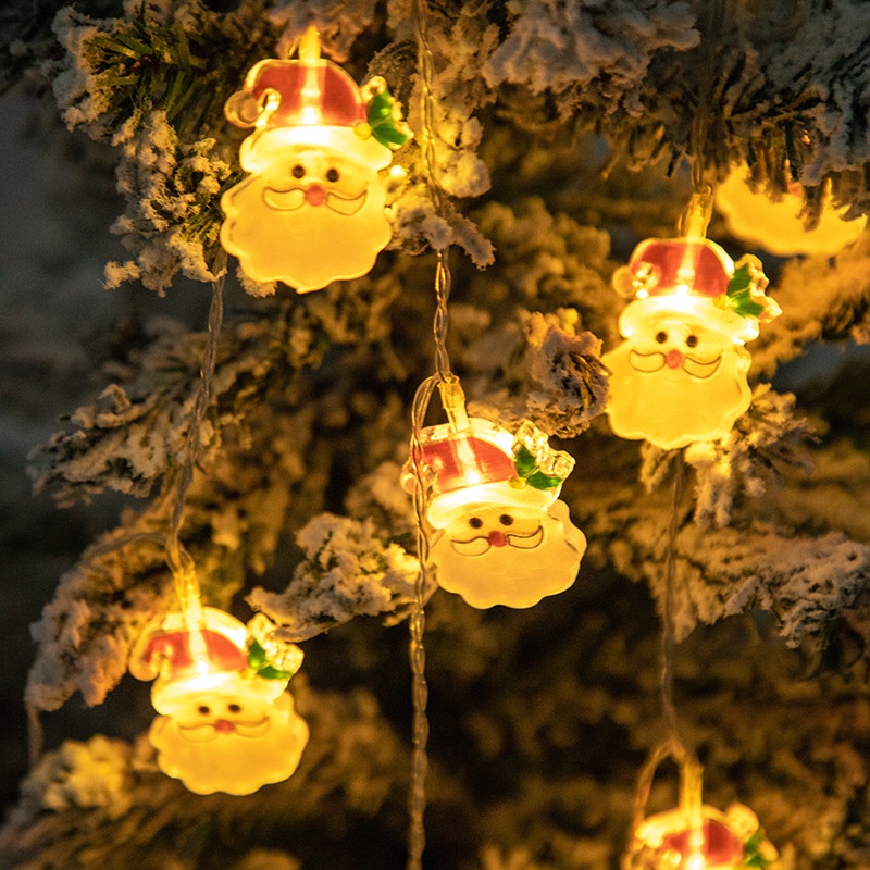 Dây đèn LED 10/20 bóng hình ông già noel trang trí cây thông giáng sinh