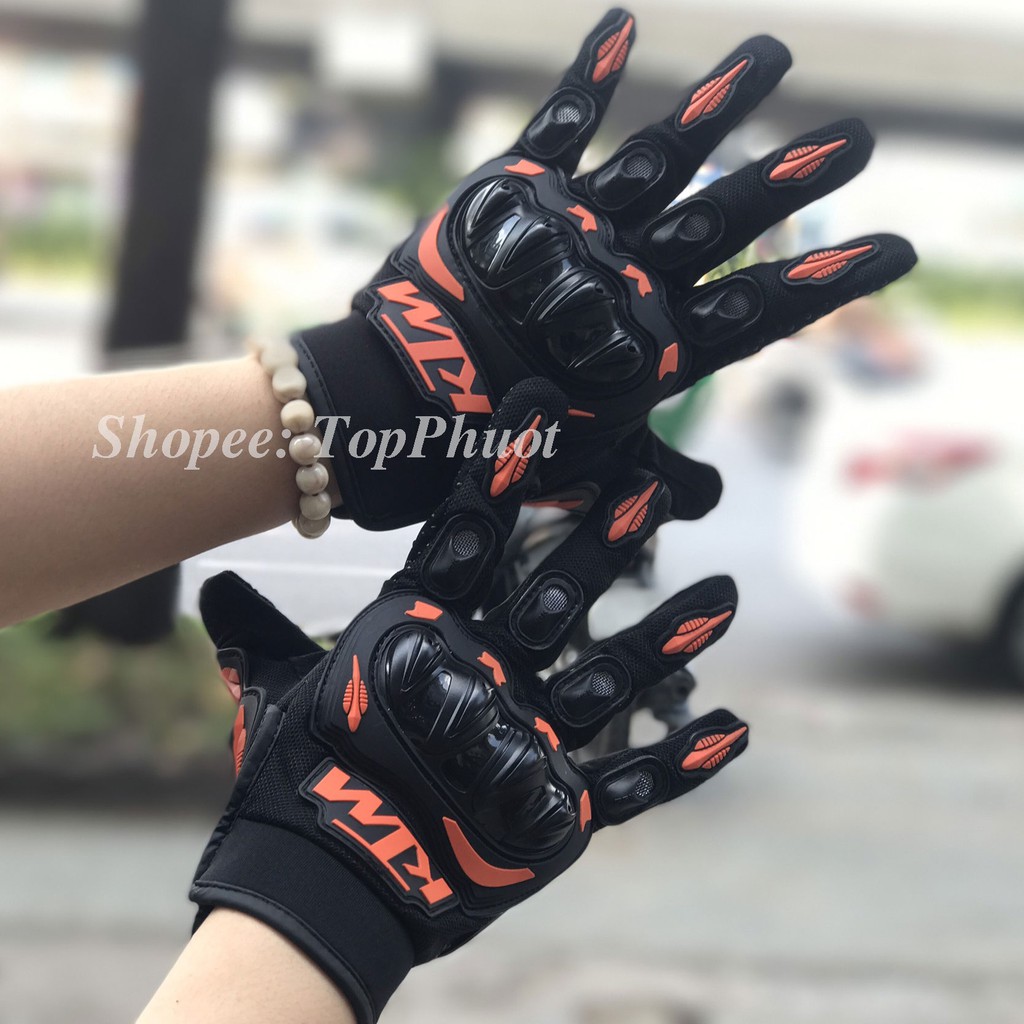 Găng tay dài ngón vải bảo hộ đi xe máy chống nắng nam nữ KTM