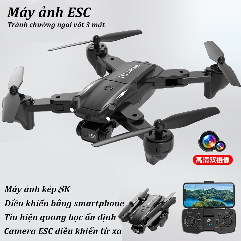 Flycam mini 4k máy bay điều khiển từ xa AE5 Pro camera kép 4k quay phim chụp ảnh kết nốt điện thoại