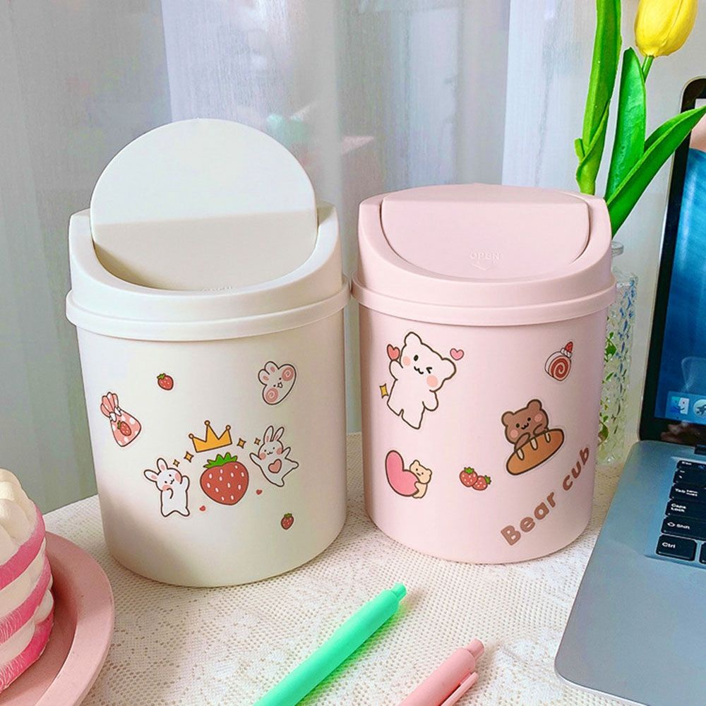 Nhãn dán hoạt hình/ Thùng rác mini thiết kế đơn giản tiện dụng cho văn phòng