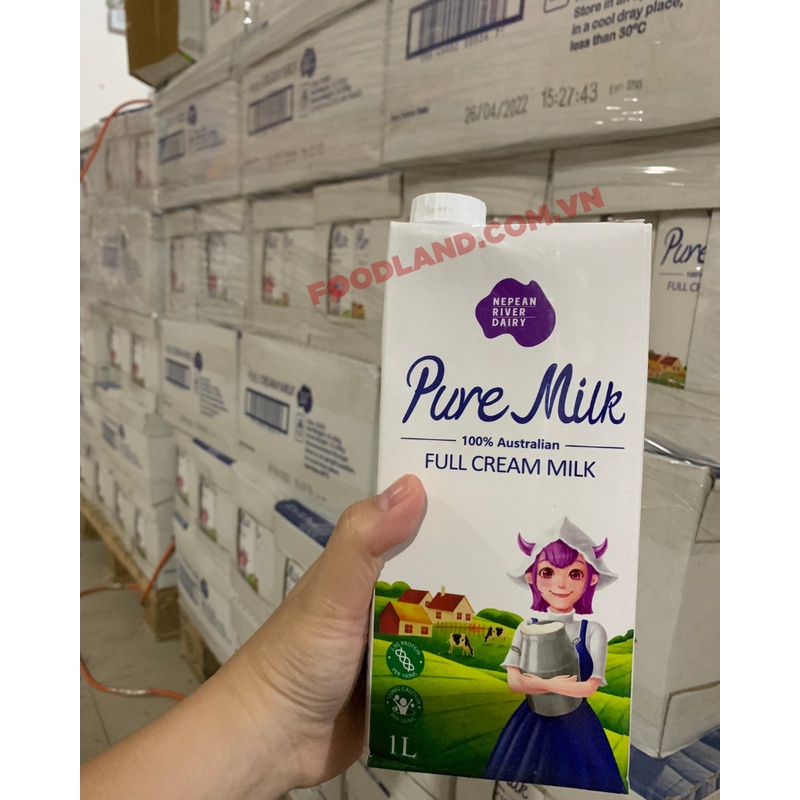 Sữa tươi nguyên kem tiệt trùng Pure Milk 1Lit - nhập khẩu ÚC - làm bánh, uống liền