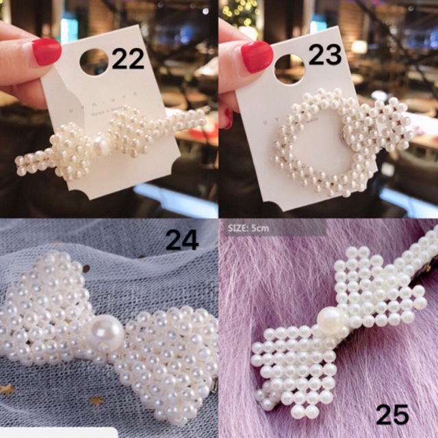 Kẹp tóc đính hạt trắng dày dặn siu đẹp- mã 22