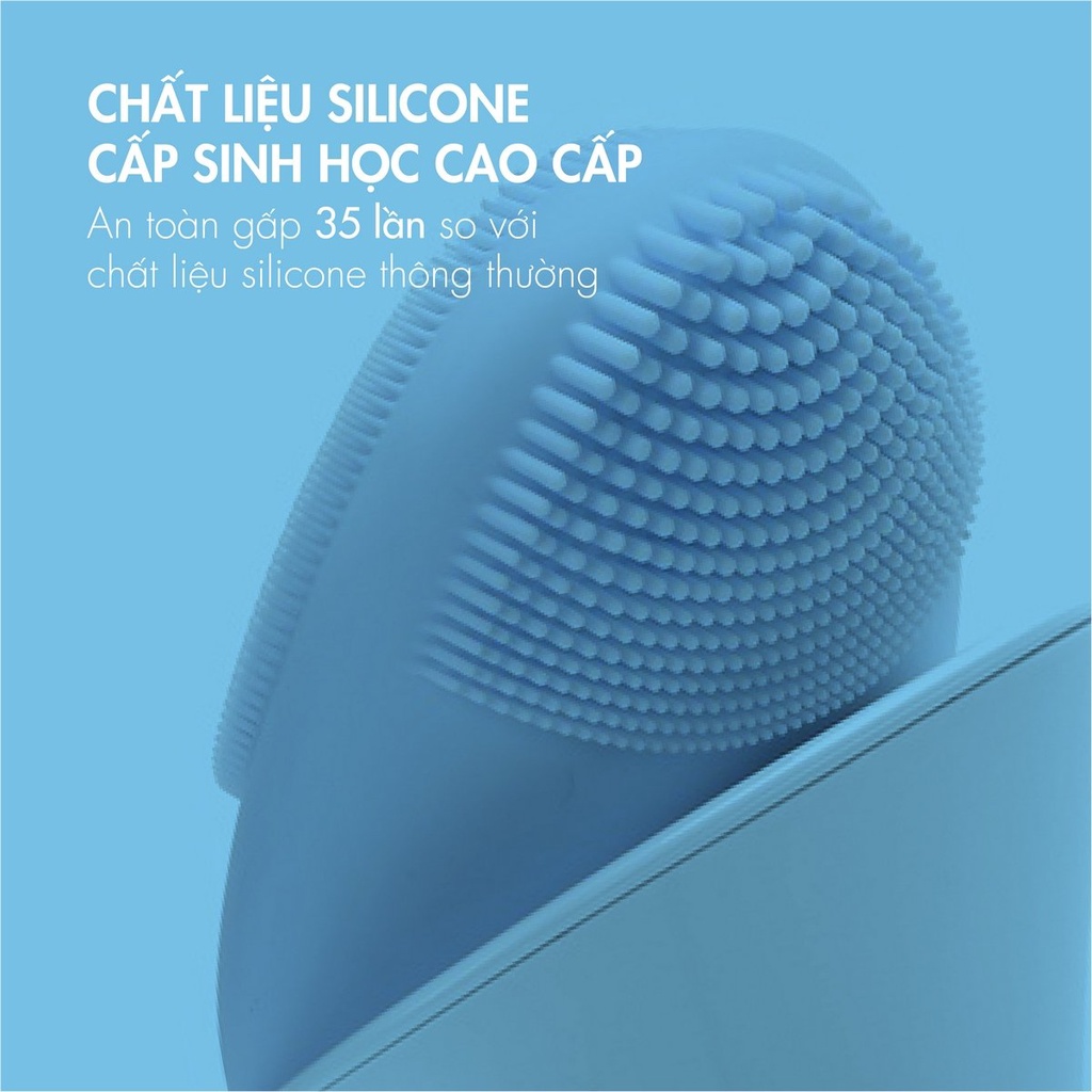 Máy rửa mặt không thấm nước Flashderma phiên bản màu xanh  Wireless Silicon Facial Cleansing Brush
