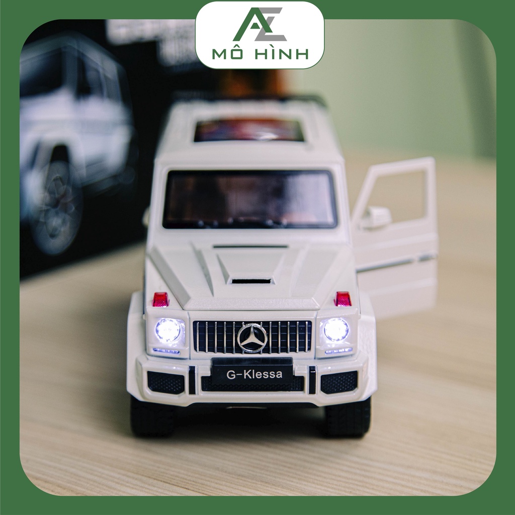Mô hình xe Mercedes-Benz G63 G-Klessa tỉ lệ 1:24 màu trắng siêu đẹp, chất liệu hợp kim, sơn tĩnh điện, có thể bật đèn