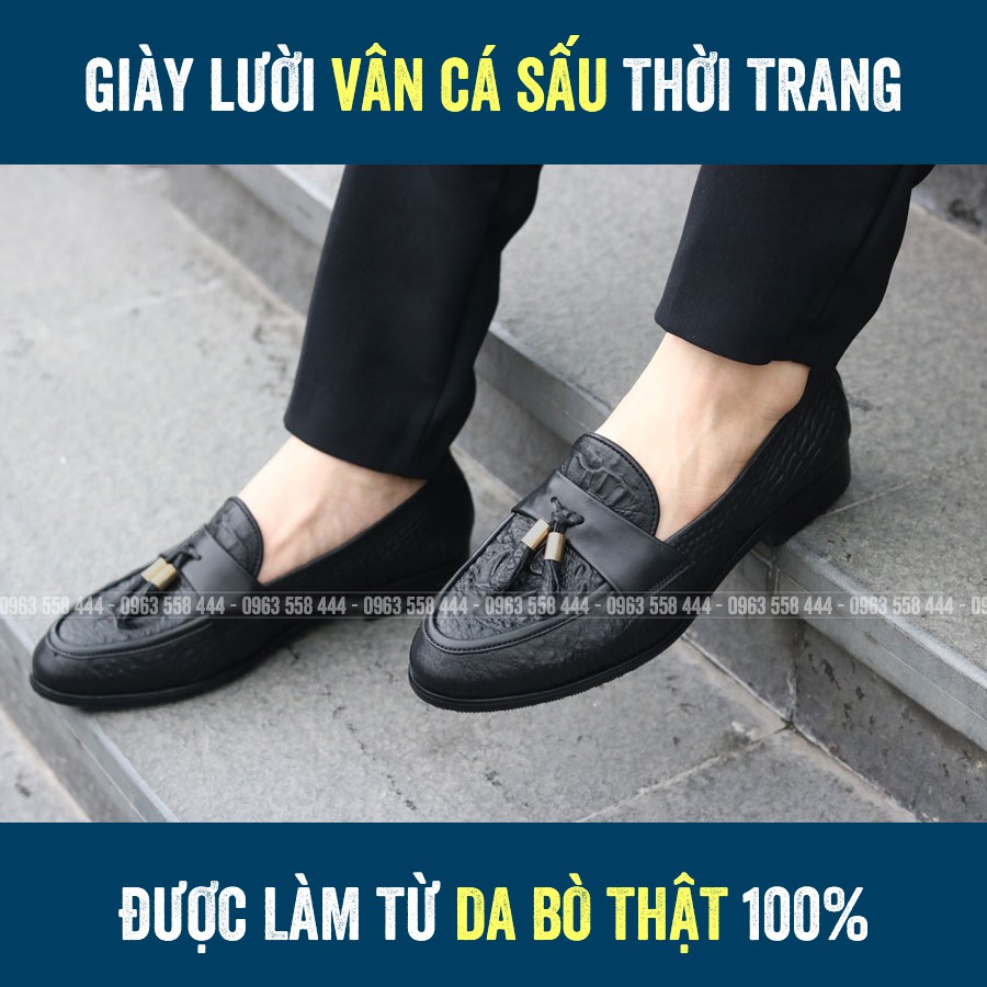 Giày lười nam công sở da bò cao cấp nhãn hiệu Fu Khang - GL00302N