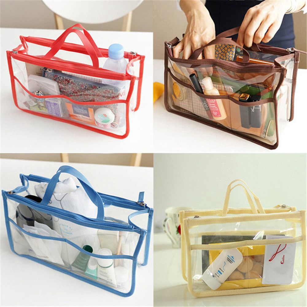 Túi Đựng Đồ Du Lịch Bằng Nhựa Pvc Trong Suốt Có Khóa Kéo Đôi