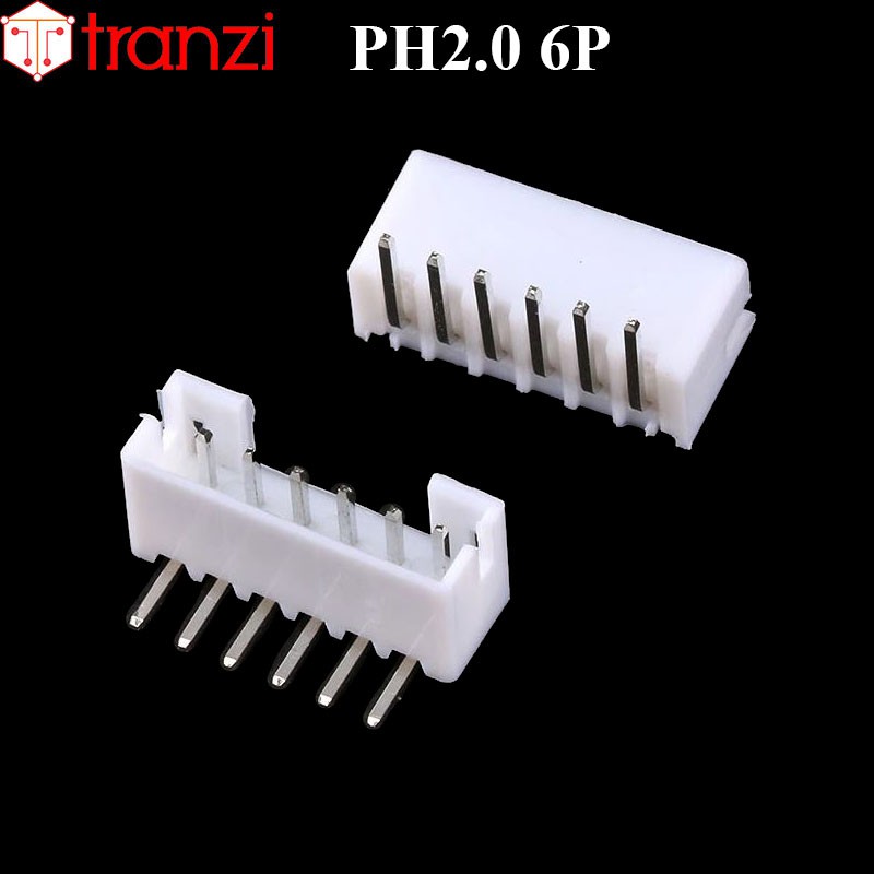Giắc cắm header 2.0mm PH2.0 6P chân cắm cong trắng - túi 50 cái
