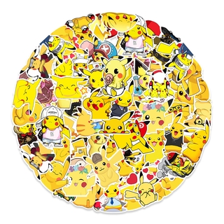 Y&P| Hình Dán Chống Nước Pikachu Nhật Bản Anime Mũ Bảo Hiểm Máy Tính Xách Tay Hành Lý Dán Thiết Lập, 50 tờ