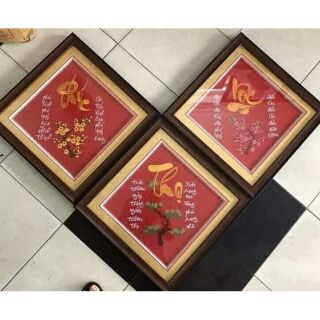 Tranh thêu thành phẩm phúc lộc thọ (chưa khung)