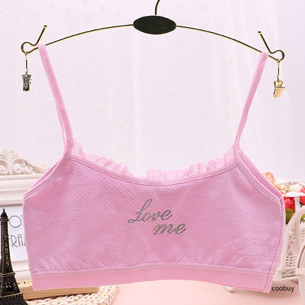 Áo lót không gọng không đường may thoáng khí in họa tiết chữ thời trang dành cho bé gái