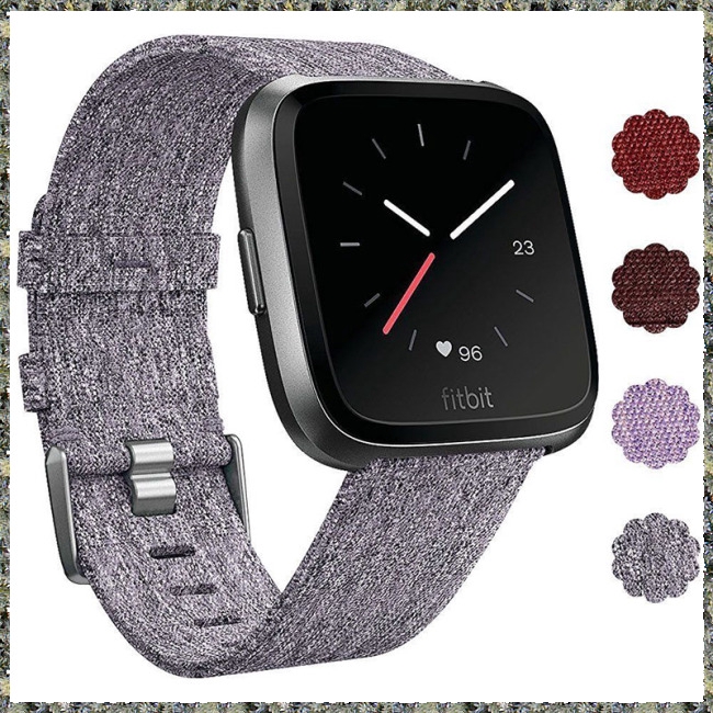 Dây đeo bằng vải canvas có khóa kim loại dành cho đồng hồ thông minh Fitbit versa