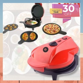[CHÍNH HÃNG]Máy nướng 2 mặt Mishio MK11 750W, màu đỏ đi kèm 4 khuôn bánh - Hàng chính hãng
