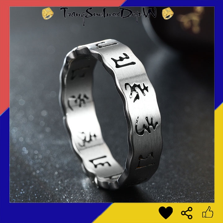 Nhẫn Phong Thủy lục tự đại minh: Úm Ma Ni Bát Mê Hồng 3 màu sáng đẹp đem lại bình an, may mắn cho người đeo - Tặng hộp
