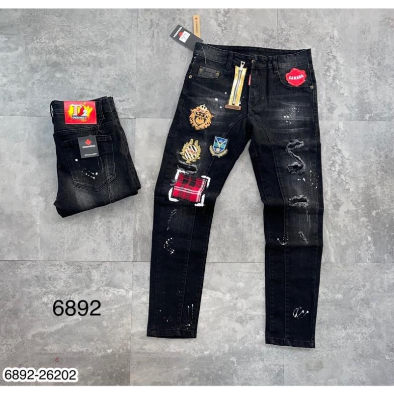 Quần Jeans Nam Dsq Thêu Logo Vá Đỏ - Quần Bò Nam Dsq Logo Cực Hot Hiện Nay