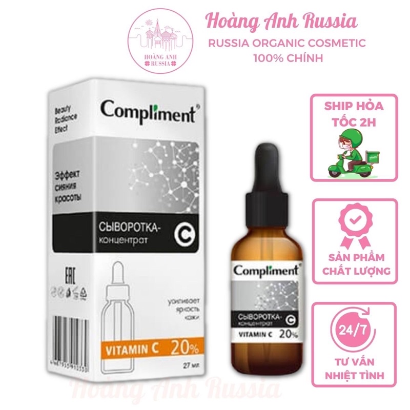Serum Compliment Vitamin C 20% sáng da, mờ thâm, ngừa lão hoá