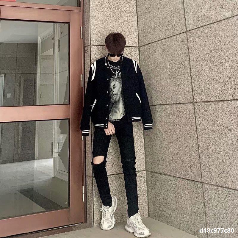 Áo khoác TEDDY Bomber SLY chất poly đẹp form rộng unisex đen sọc trắng | BigBuy360 - bigbuy360.vn