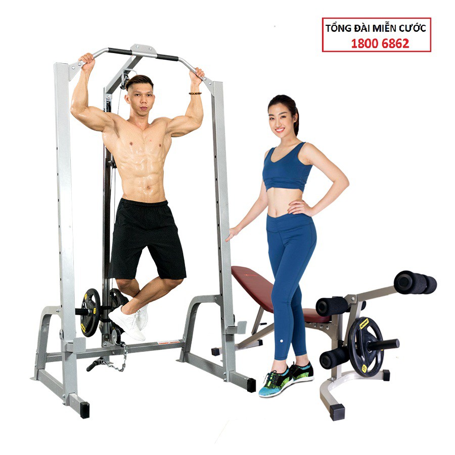 Ghế tạ KINGSPORT BK-799 (Tặng kèm thanh đòn và 30kg tạ) - Giàn tạ luyện gym tại nhà đa năng