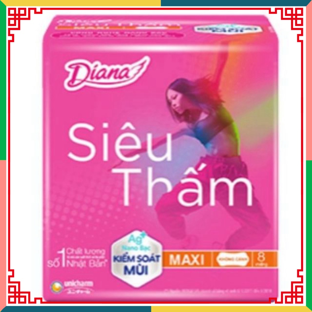 Băng lau chùi Diana Maxi dày siêu thấm không cánh( gói 8 miếng) ( Đại lý Ngọc Toản)