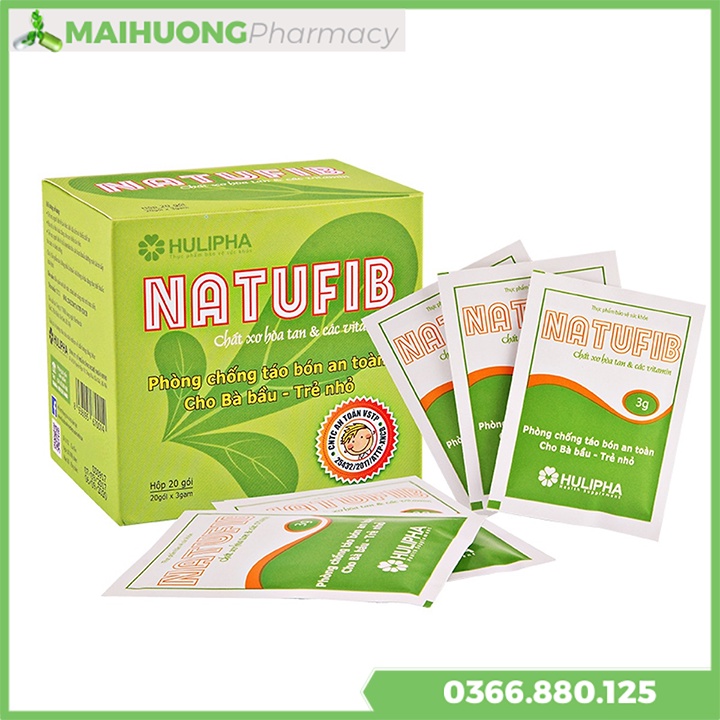 Natufib Bổ sung chất xơ hòa tan hỗ trợ điều trị táo bón, giúp hệ vi sinh có lợi phát triển.