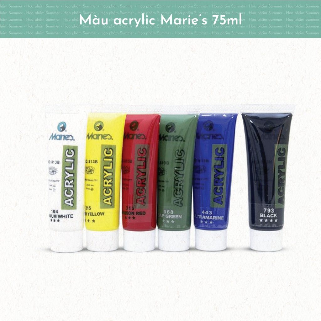 Màu Acrylic Maries tuýp 75ml tiện dụng