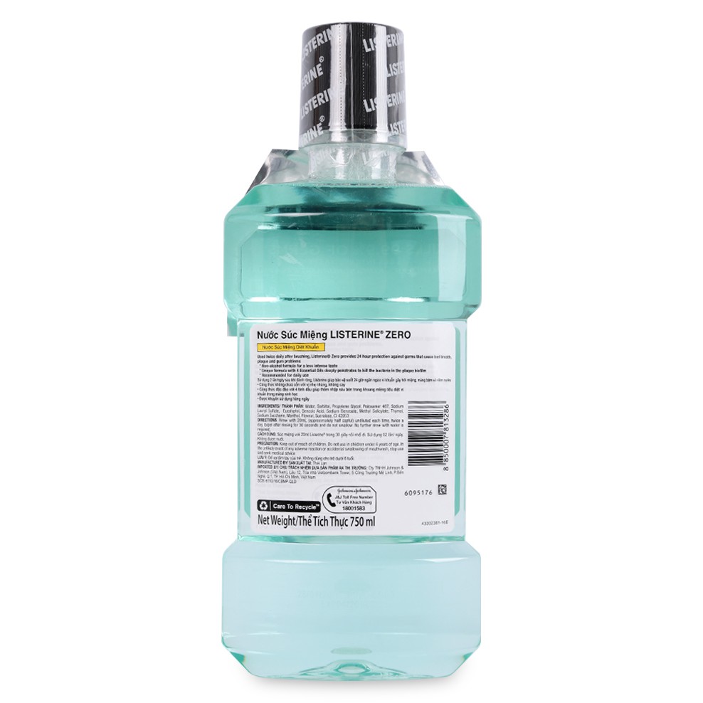 Nước Súc Miệng Không Cay Listerine Zero 250/750ml (Thái Lan)