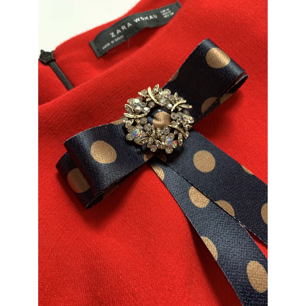 Nơ Ruyban cài cổ áo, nơ kẹp tóc chấm bi xanh navy Cici Handmade