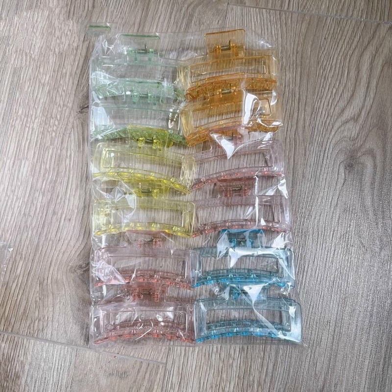 Bán Sỉ 1 Lố 12 Chiếc Kẹp Càng Cua Nhựa Vuông Phong Cách Hàn Quốc