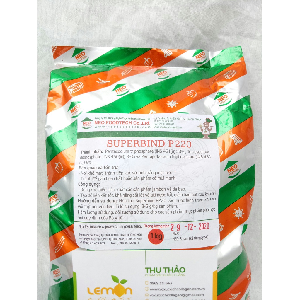 Bột giòn dai, kết dính, giữ nước SUPERBIND P220 dùng cho lạp xưởng, nem nướng, jambon, da bao