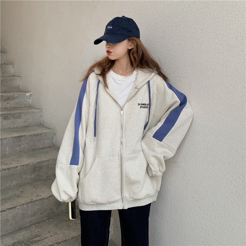 Áo khoác nỉ tay dài ULZZANG from đẹp HOT TREND 2021, Áo khoác unisex form rộng dày dặn