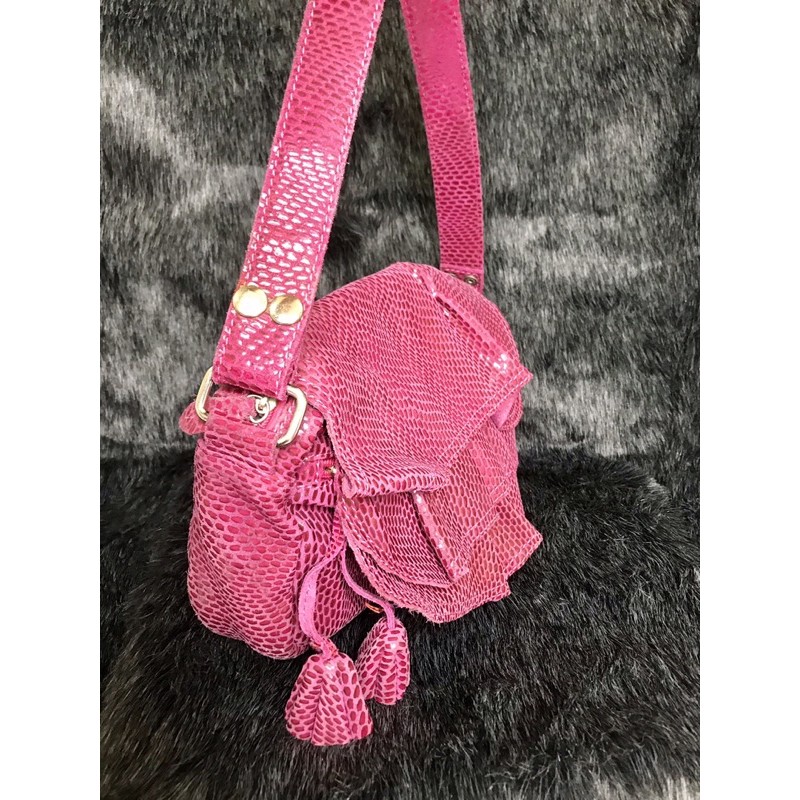 Túi kẹp nách da thật, đeo vai màu hồng