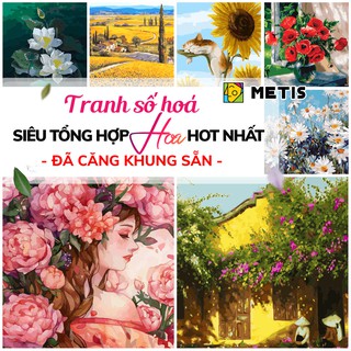 Tranh Tô Màu Theo Số Siêu Tổng Hợp Chủ Đề Hoa Tranh Số Hoá METIS - Đã Căng Khung Sẵn