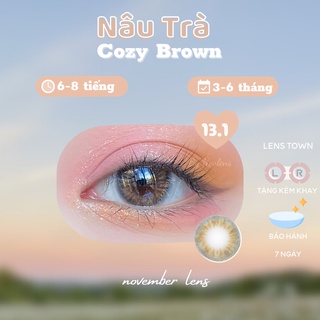 Kính áp tròng nâu vân cam Unicozy Brown chính hãng Lens Town