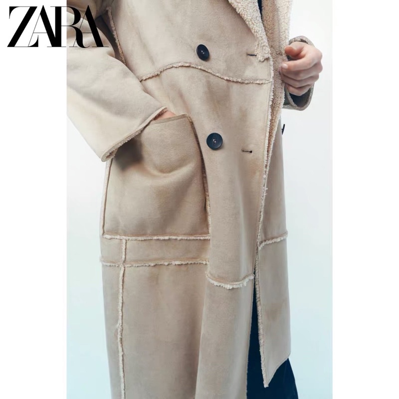 Order hàng xuất ZARA áo khoác da lộn lót lông cừu mới của nữ | BigBuy360 - bigbuy360.vn