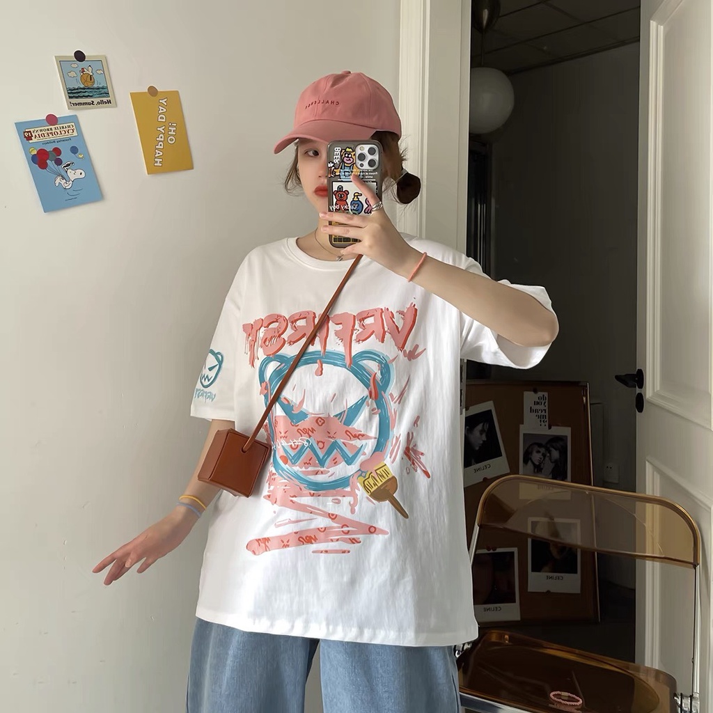 Áo thun nam nữ unisex tay lỡ form rộng 3D10 Chất cotton đẹp