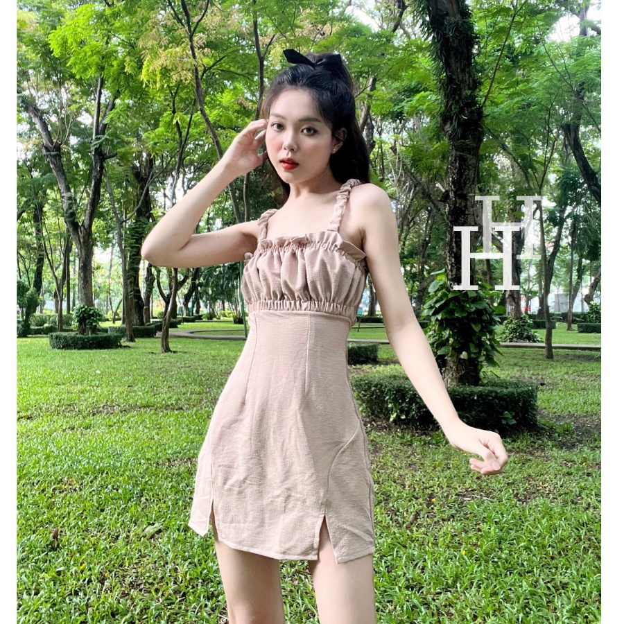 Đầm hở lưng màu nude HDT273 Hỉn Hỉn Store