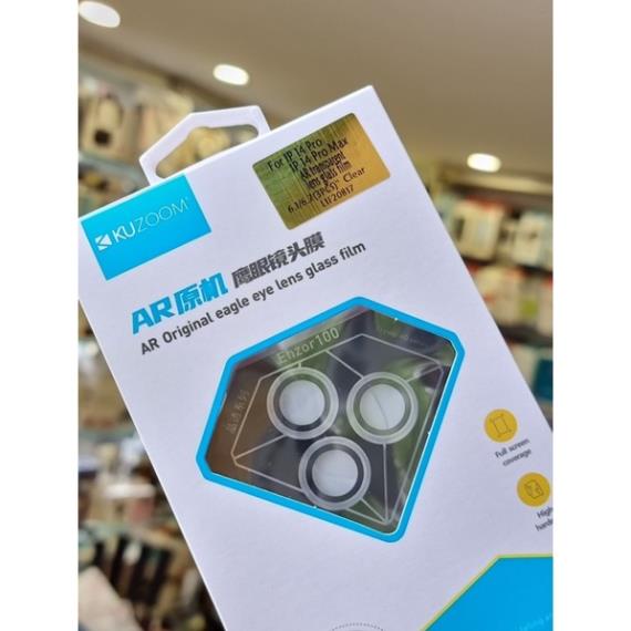 Bộ 3 Dán mắt camera Kuzoom trong suốt cho iPhone 14, 14 Pro, 14 Max, 14 Pro Max bảo vệ mắt camera siêu tốt