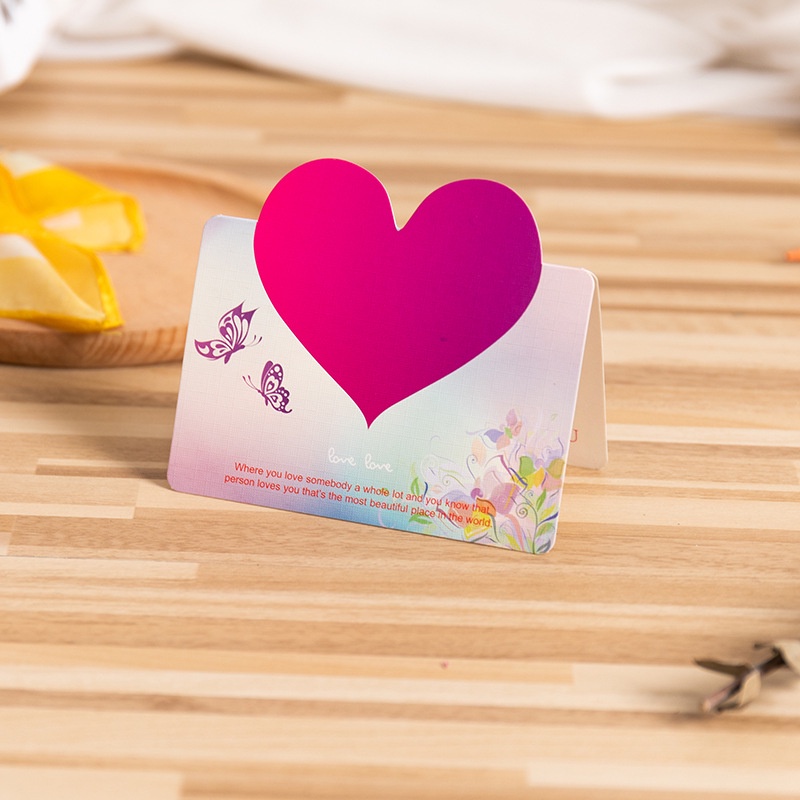 Thiệp 3D Hình Trái Tim Hoa Trang Trí Bánh Kem Ngày Lễ Tình Nhân