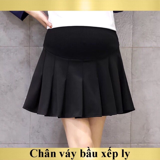 Chân váy bầu xoè chất umi hàn cao cấp(ảnh thật khách mặc)