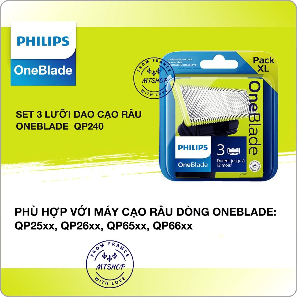 [Nội địa Pháp] Lưỡi dao thay thế cho máy cạo râu Philips Oneblade