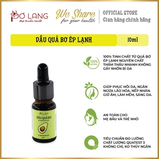 Dầu quả bơ ép lạnh chống lão hóa giảm rạn da Pơ Lang chai 10ml (dưỡng da/massage) - Avocado oil