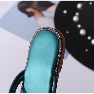 Sandal Nữ Đính Đá Kiểu Dáng Hàn Quốc (Đủ màu: Xanh, Đen, Trắng)