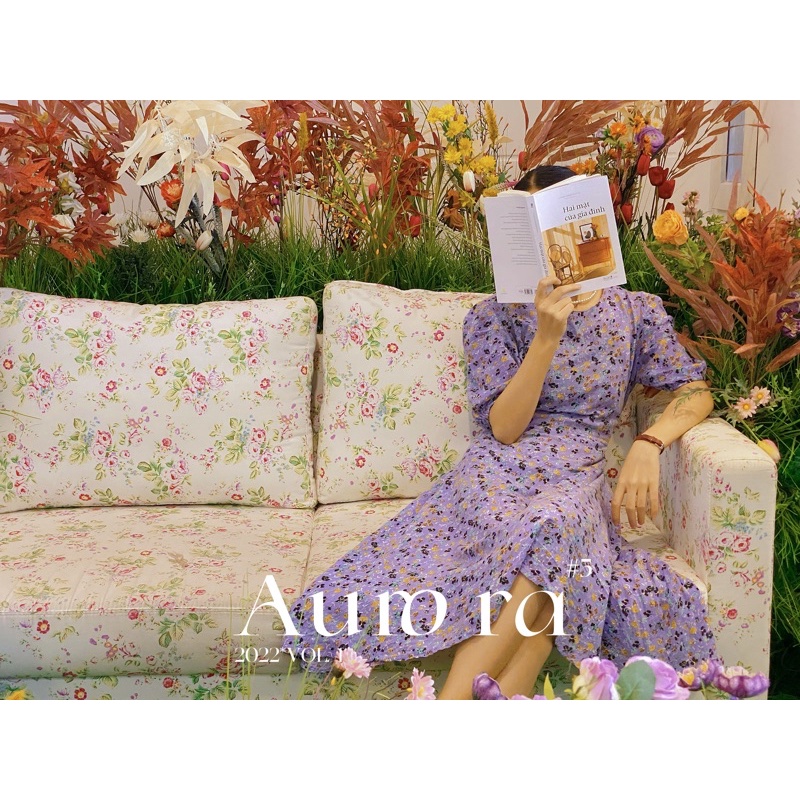 Đầm hoa nhí tím dáng dài