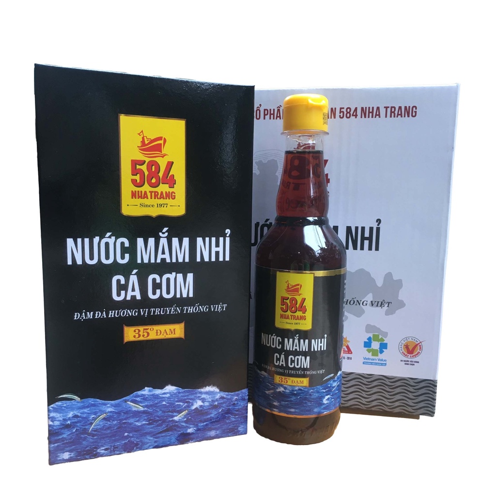 Nước mắm 584 Nha Trang 35 độ đạm thơm ngon đậm đà, hậu vị sâu (chai nhựa 500ml) (mẫu mẵ mới)