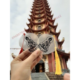 Lá bồ đề Bình An May Mắn màu trắng in hình Phật
