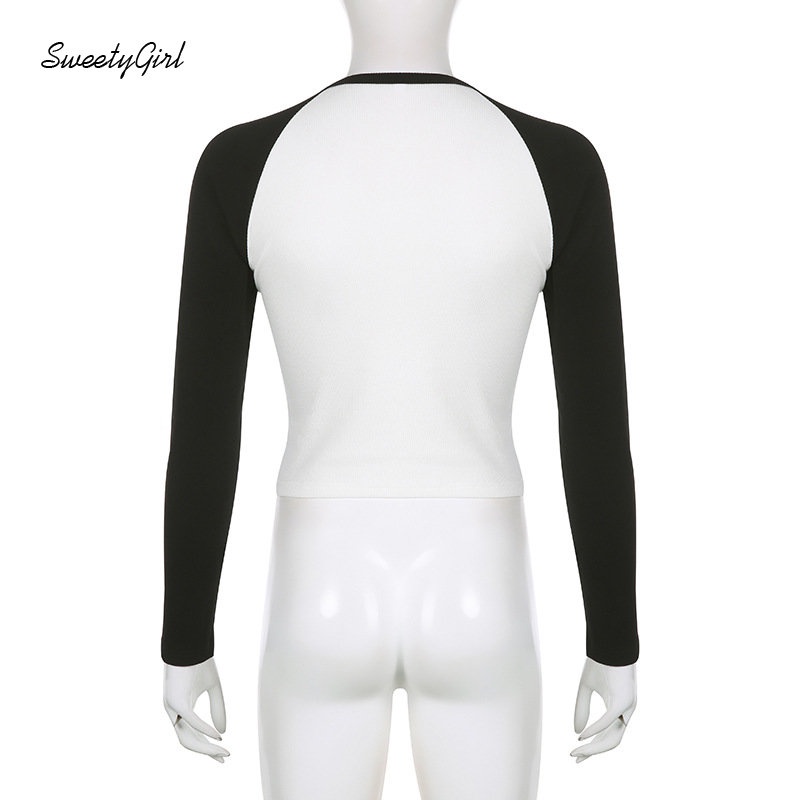 Áo Thun Tay Dài Cổ Tròn In Họa Tiết Màu Tương Phản Thời Trang 2022 Cho Nữ