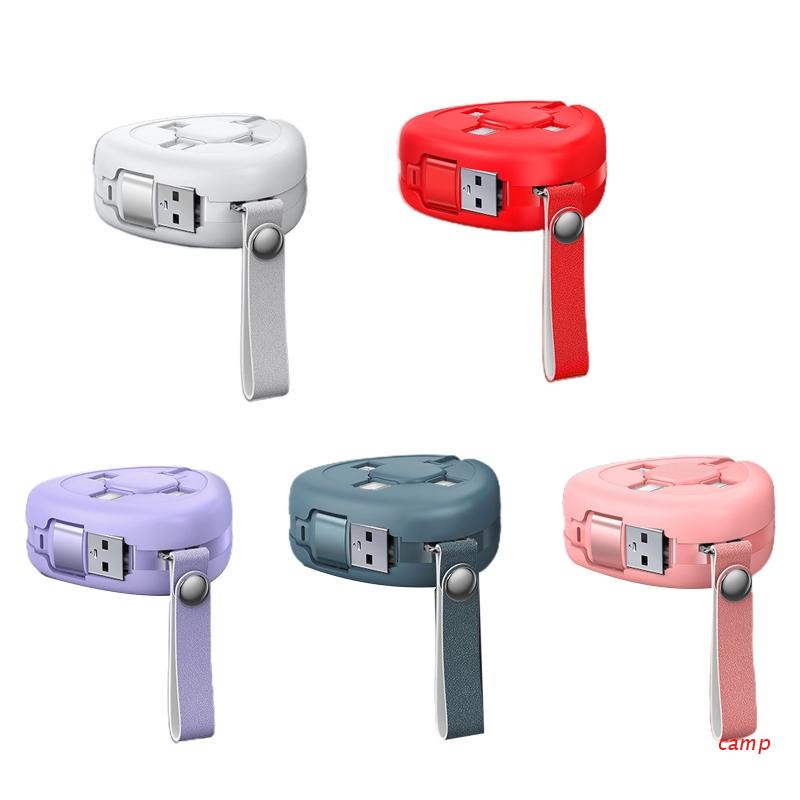 Dây Cáp Sạc Ba Cổng Usb 40W Hình Trái Tim Có Thể Thu Gọn Tiện Dụng