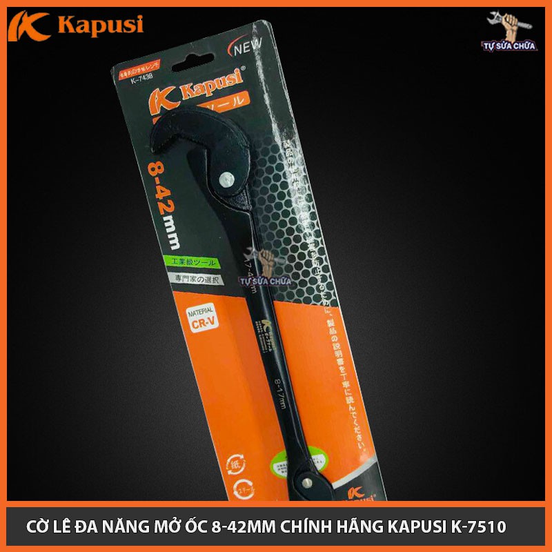 Cờ lê, Mỏ lết đa năng mở ốc 8-42mm chính hãng Kapusi K-7510, HÀNG CHUẨN LOẠI XỊN